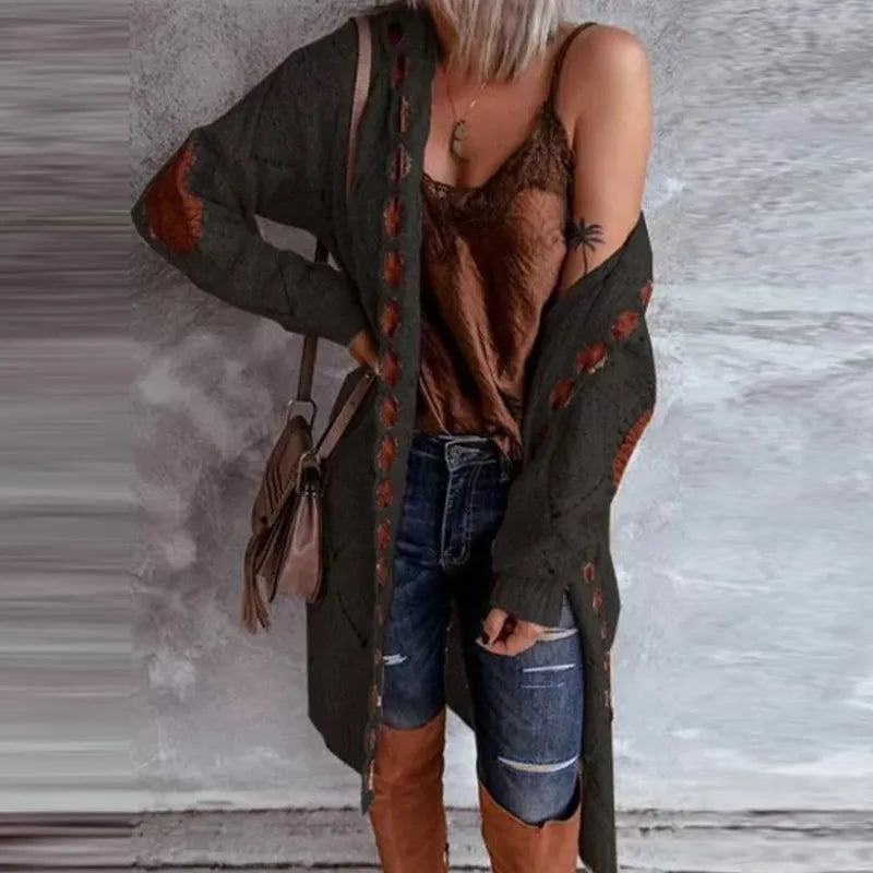 Variant image for Dam Kofta Vintage Stil med Huva i 100% Akryl-6