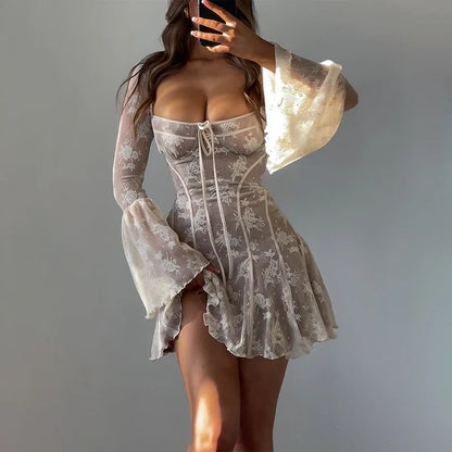 Variant image for Damklänning Korsett Transparent Spets Justerbara Band-1