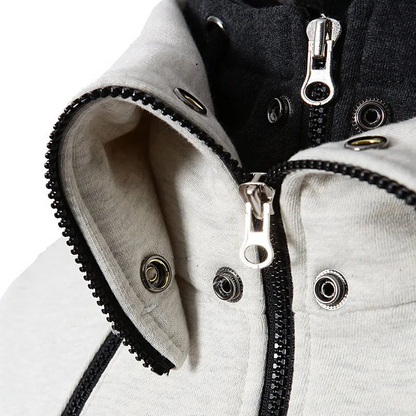 Herrjacka med huva och blixtlås i polyester - Sportig och stilren höstjacka-4