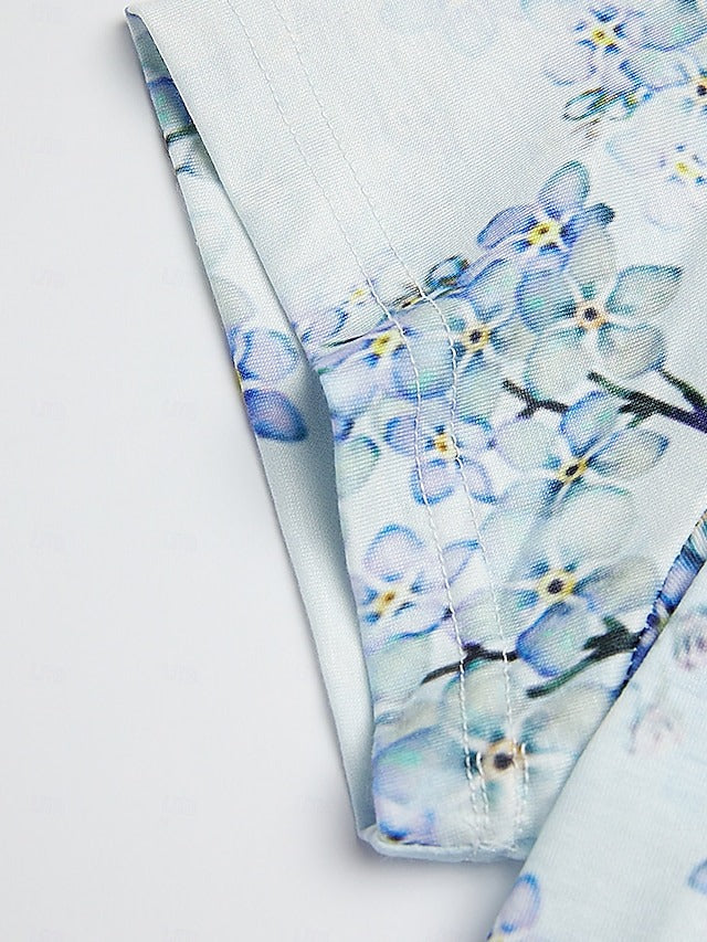 Kvinnors Kortärmad T-shirt i 100% Bomull med Blommönster – Avslappnad och Trendig Design 3