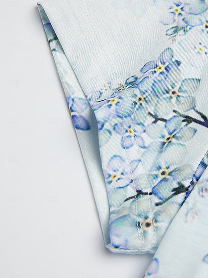 Kvinnors Kortärmad T-shirt i 100% Bomull med Blommönster – Avslappnad och Trendig Design 3