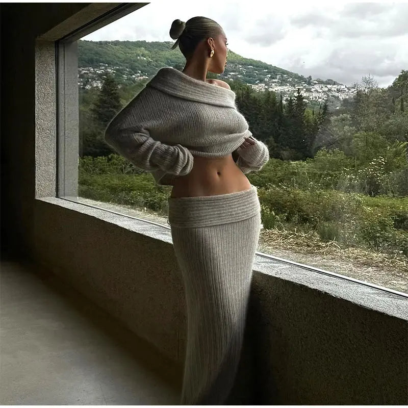 Dam Ulltröja Slothalsring Långa Ärmar Ullblandning-4