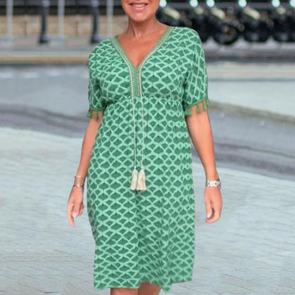 Variant image for Damer Fritidsklänning V-halslinje Mjuk Tyg med Fickor-1