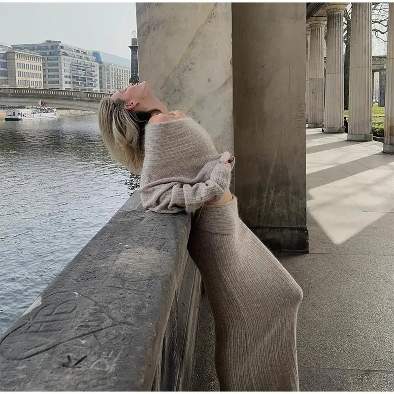 Dam Ulltröja Slothalsring Långa Ärmar Ullblandning-3