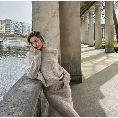 Dam Ulltröja Slothalsring Långa Ärmar Ullblandning-2