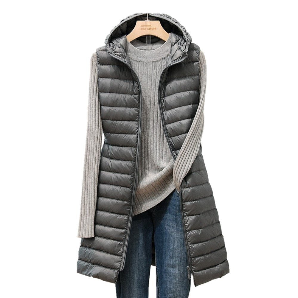 Damjacka med Huva Vadderad Polyester i Trendig Design-3