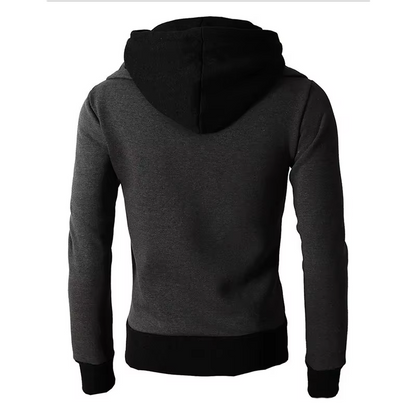 Herrjacka med huva och blixtlås i polyester - Sportig och stilren höstjacka-5