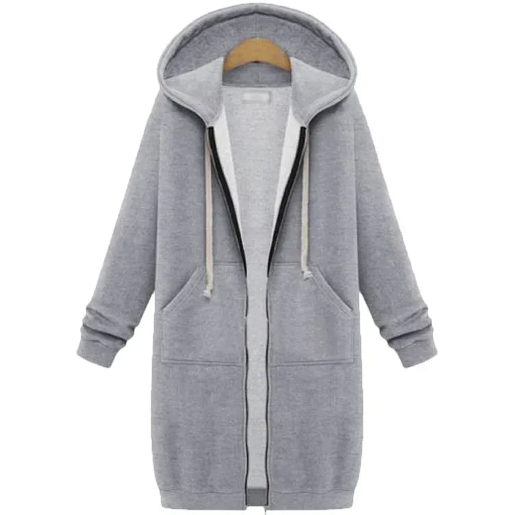 Damjacka Lång Huva Högkvalitativt Material Elegant Jacka för Dam-4