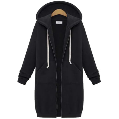 Damjacka Lång Huva Högkvalitativt Material Elegant Jacka för Dam-3