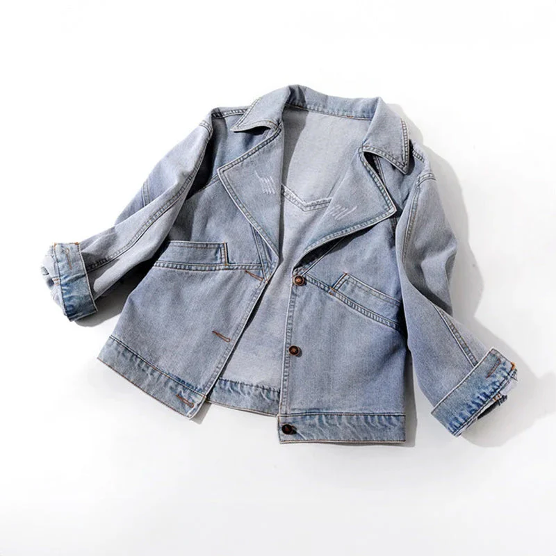 Dam Kort Denimjacka 100% Ekologisk Bomull-3