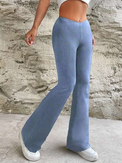 Kvinnors Flödande Byxor Hög Midja Modern Tyg-6