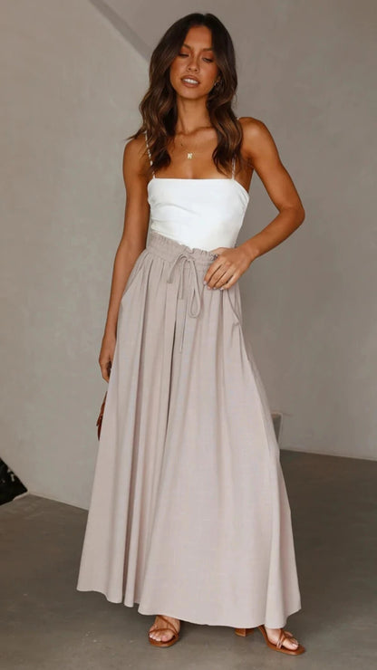 Dam Bredbyxor Elastiskt Midjeband Stretchmaterial med Sidofickor-1