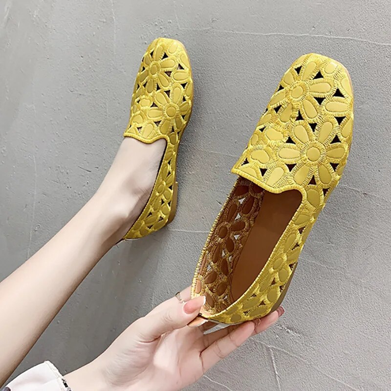 Variant image for Bekväma Loafers Dam Blommig Design Syntetiskt Material-17