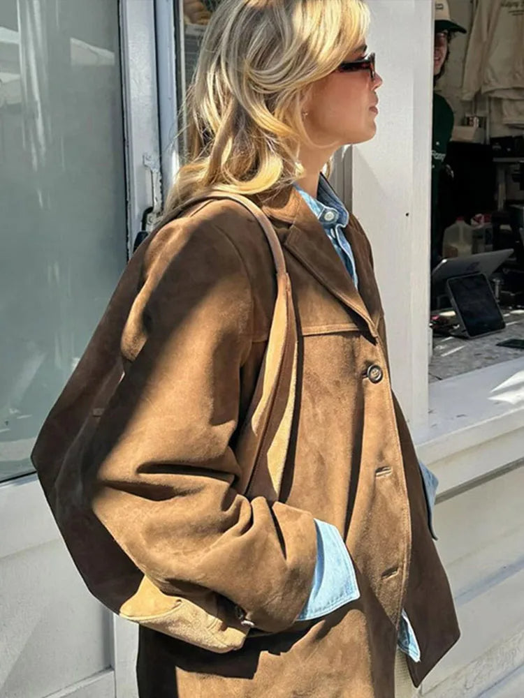 Damjacka Vintage Mocka Elegant Design för Damer-2