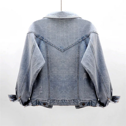 Dam Kort Denimjacka 100% Ekologisk Bomull-2