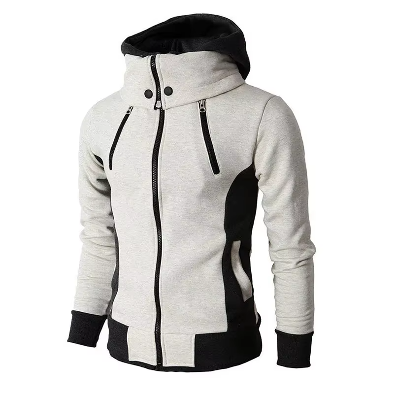 Herrjacka med huva och blixtlås i polyester - Sportig och stilren höstjacka-6