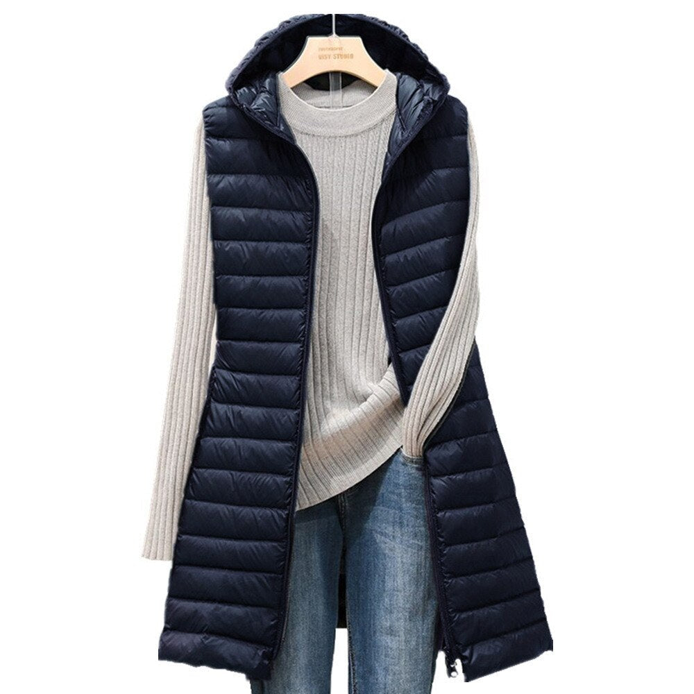 Damjacka med Huva Vadderad Polyester i Trendig Design-2