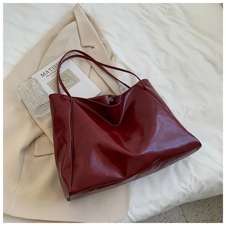 Dam Bärväska Retro PU-Läder Rymlig Elegant 10