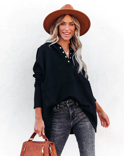 Dam Skjorta Fladdermusärmar V-ringning Mjukt Tyg-6