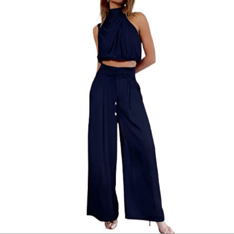 Dam Jumpsuit Slim Fit Satin Med Justerbart Midjeband-3