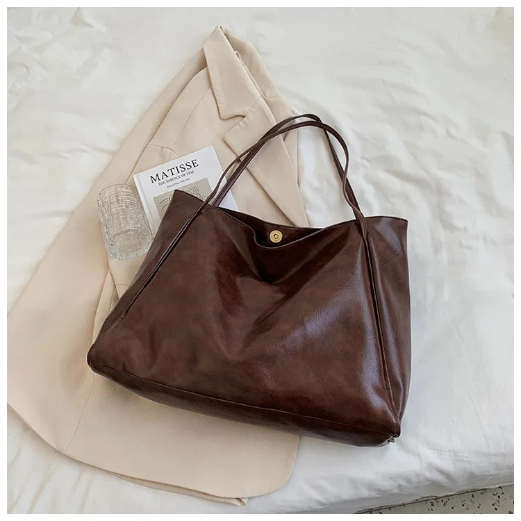 Dam Bärväska Retro PU-Läder Rymlig Elegant 11