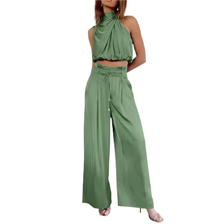 Dam Jumpsuit Slim Fit Satin Med Justerbart Midjeband-6