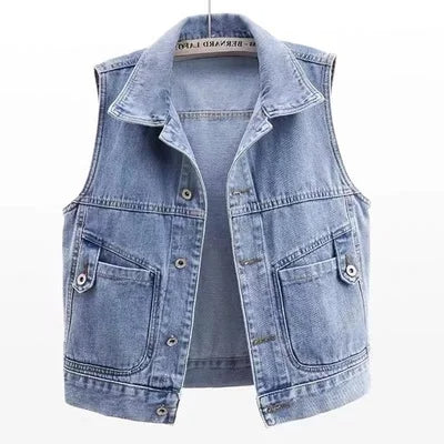 Variant image for Dam Casual Denimväst med Fickor Denim-21