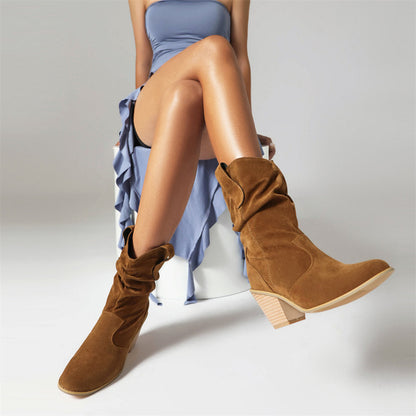 Variant image for Kvinnors Cowboy Stövlar Retro Läder och Syntetiska Material-1