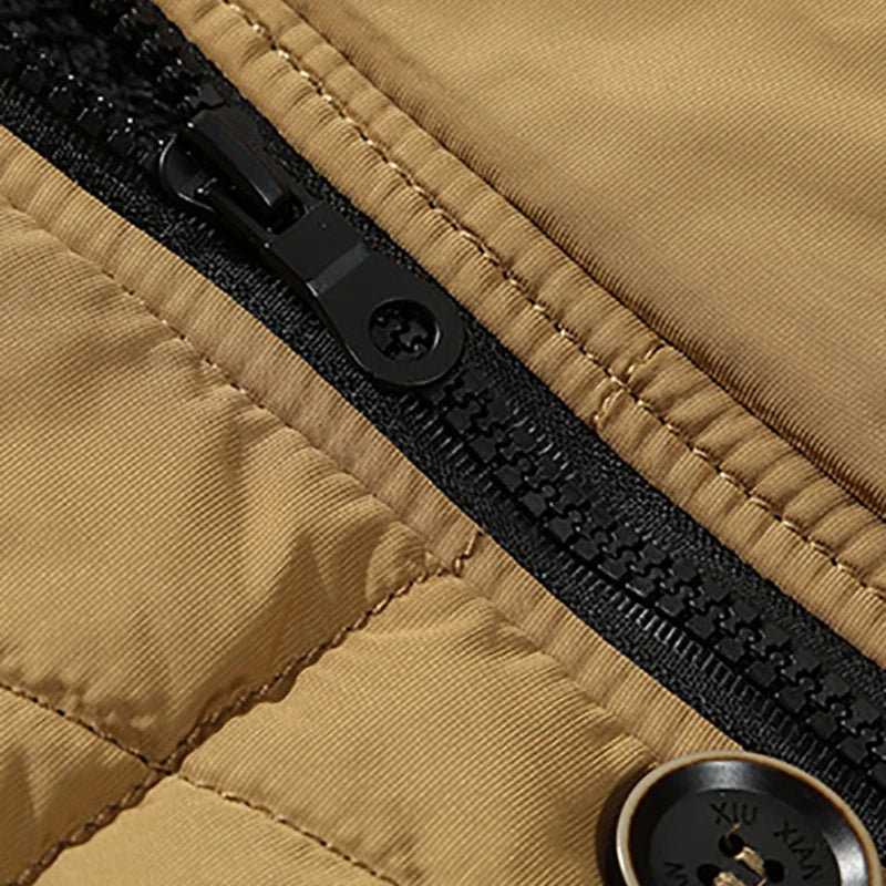 Mäns Vinterjacka Avtagbar Huva Termisk Isolering Syntetisk Päls-4