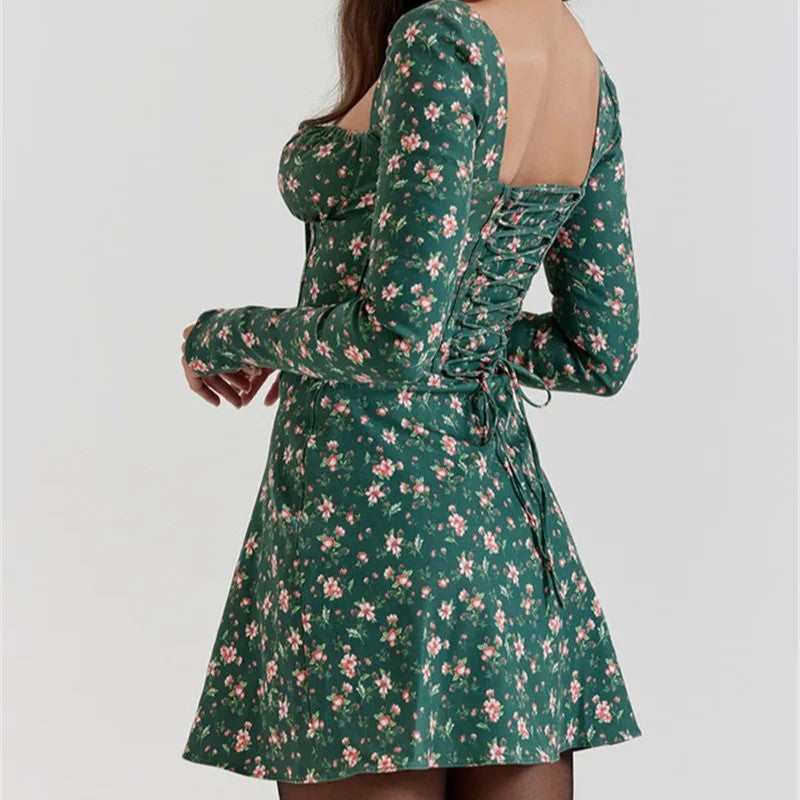 Kvinnors Miniklänning Rutigt med Vinkelhalsring Polyester-6