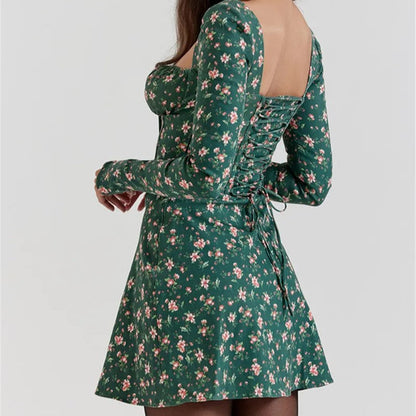 Kvinnors Miniklänning Rutigt med Vinkelhalsring Polyester-6