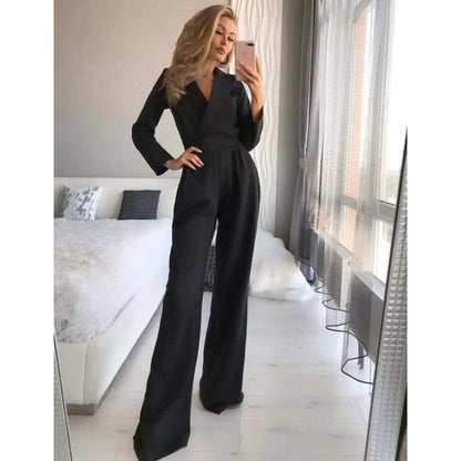 Kvinna Jumpsuit V-ringning Andningsbart Tyg-3
