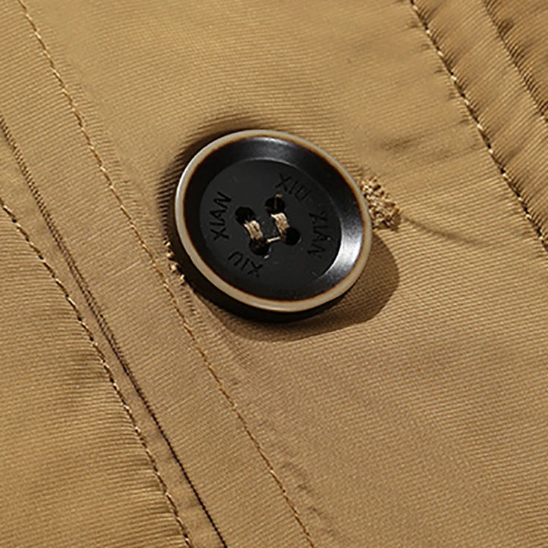 Mäns Vinterjacka Avtagbar Huva Termisk Isolering Syntetisk Päls-5