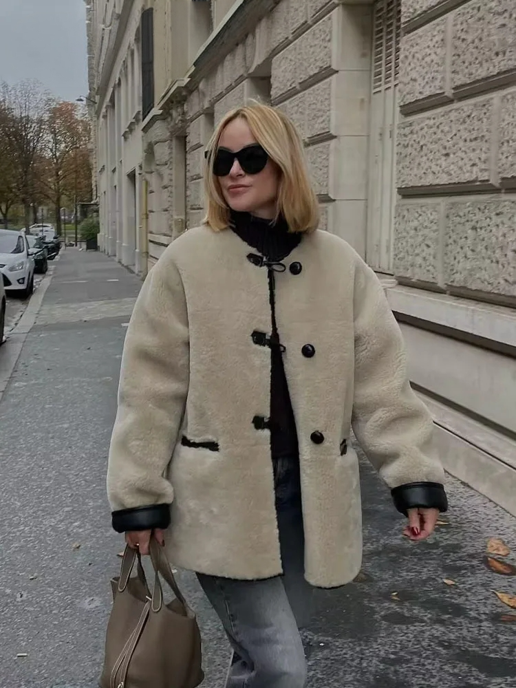 Dam Kappa Beige Vinterkappa med En Knapp – Mjuk Blandning, Avslappnad Passform, För Kalla Dagar 2