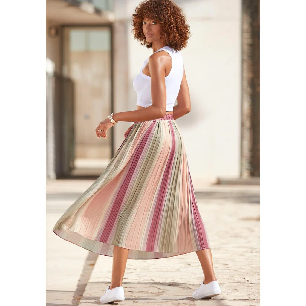 Kvinnors Midi Kjol Veckad Gradient Polyester-2