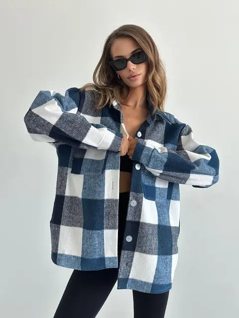 Damjacka Caro Rutigt Mönster Högkvalitativt Tyg för Hösten 8