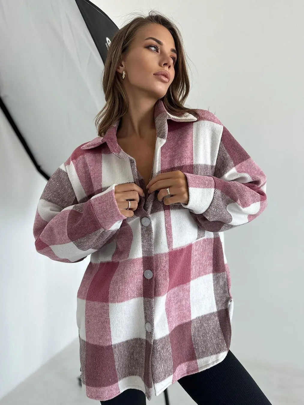 Damjacka Caro Rutigt Mönster Högkvalitativt Tyg för Hösten 7