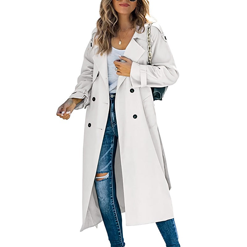 Variant image for Kvinnor Lång Trenchcoat Klassisk Design Högkvalitativt Tyg-31