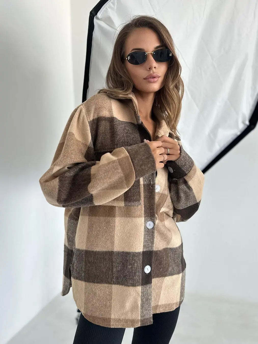 Damjacka Caro Rutigt Mönster Högkvalitativt Tyg för Hösten 10