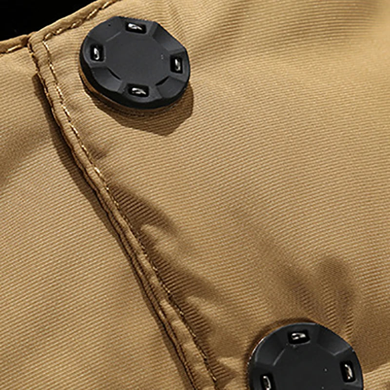 Mäns Vinterjacka Avtagbar Huva Termisk Isolering Syntetisk Päls-6