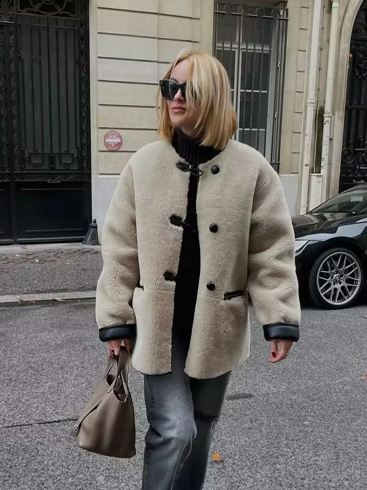 Dam Kappa Beige Vinterkappa med En Knapp – Mjuk Blandning, Avslappnad Passform, För Kalla Dagar 3