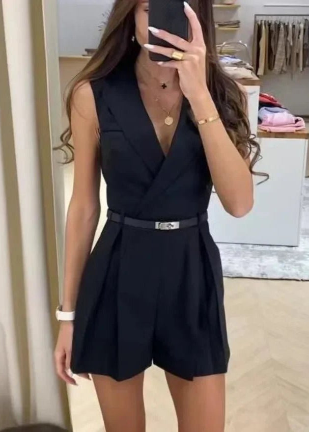 Damen-Jumpsuit, tailliertes Design, mit Gürtel, stretchiger Stoff-1