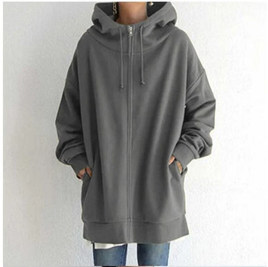 Överdimensionerad Dam Hoodie i Isolerad Polyester med Huva – Komfortabel och Varm för Höst och Vinter 1