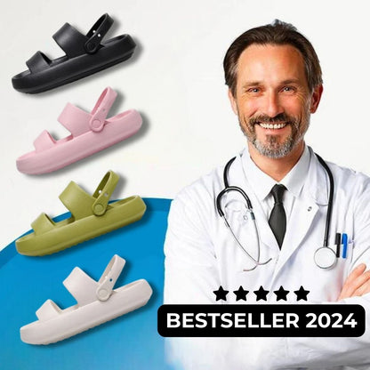Dam Sandaler Slip-On Ortopedisk Design med Dubbla Remmar och Vadderad Sula-3