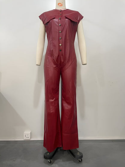 Dam Jumpsuit Rufsad Figurformande Polyester för Höst-6