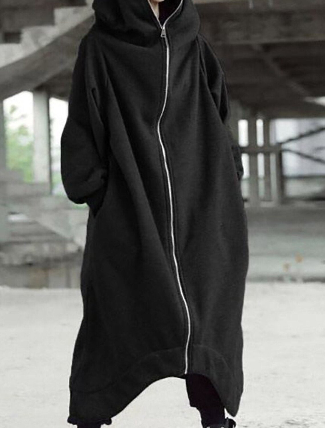 Variant image for Dam Kappa Lång Fleece med Huva Elegant Design-9