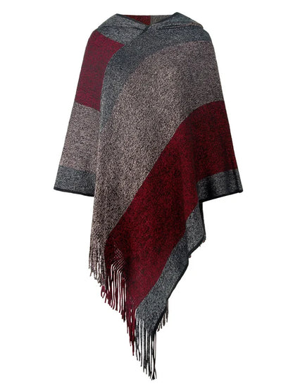 Variant image for Kvinnors Poncho Randig Med Huva Mjuk Tyg-5