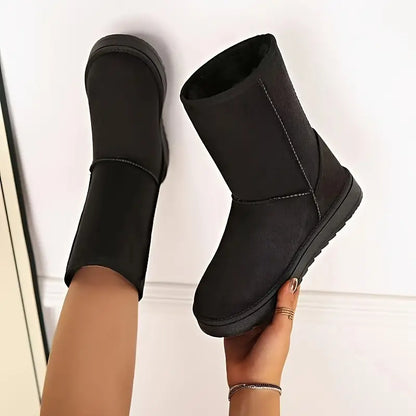 Fodrade Vinterstövlar Dam Slip-On Vattentåliga med Fleecefoder-2