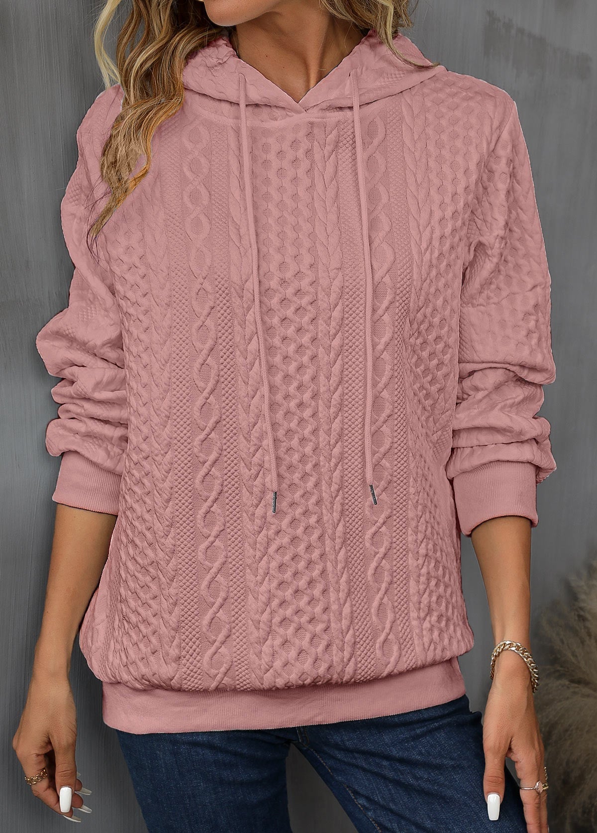 Dam Tröja med Huva Justerbara Sladdar Mjuk Andningsbar Material 8