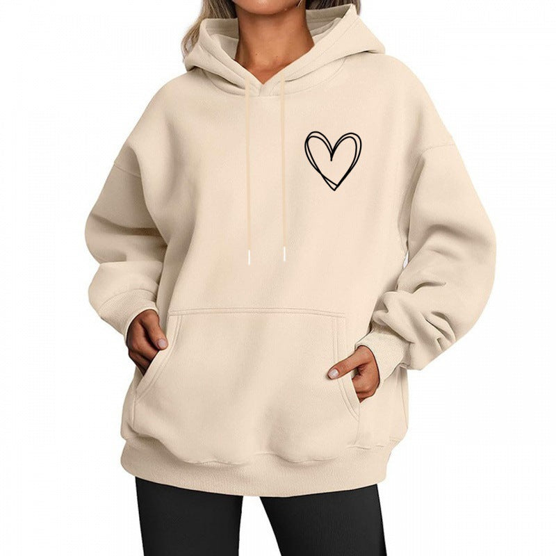 Lång Hoodie Dam Avslappnad Design 100% Bomull-4